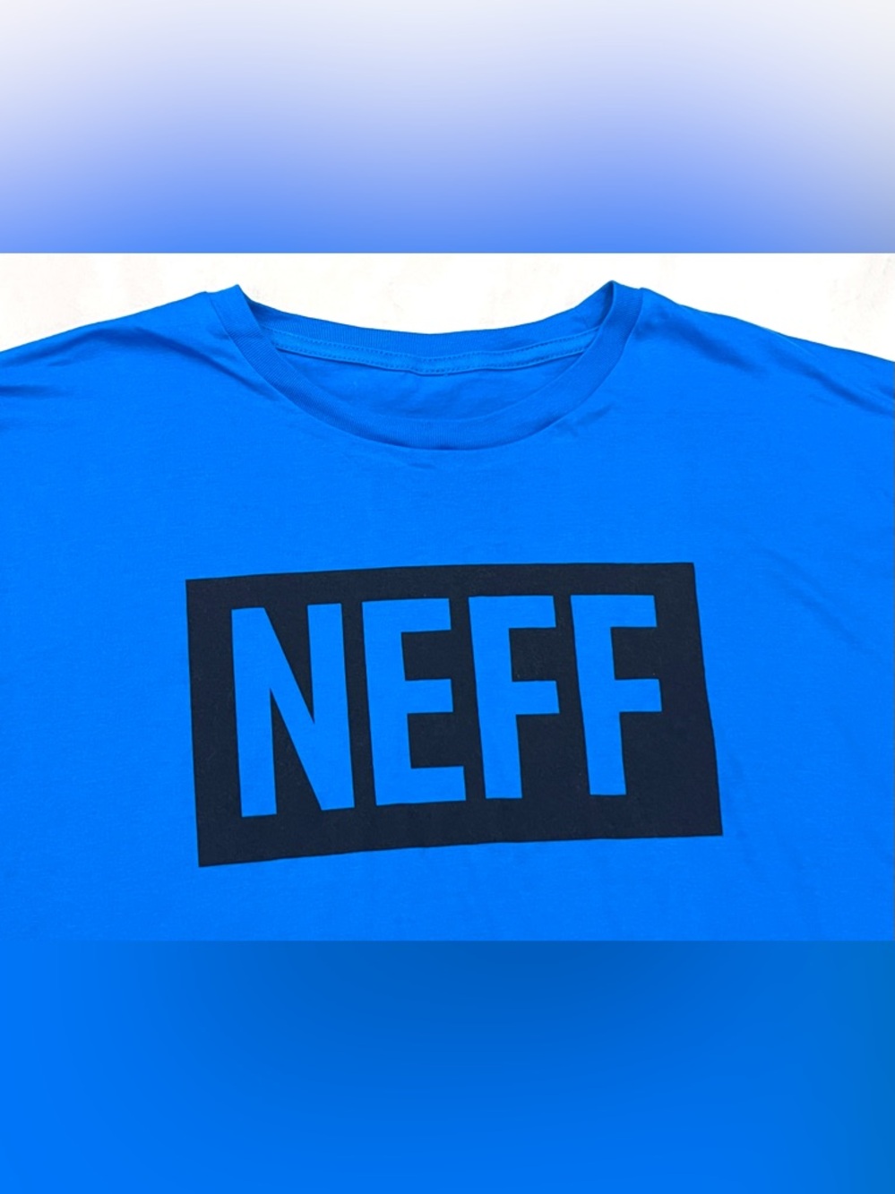Neff Men's Graphic Logo Short Sleeve Tee in Bright Blue with Black Box T-shirt - Picture 4 of 16